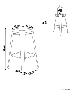 Outlet Beliani Baarijakkara Teras Hopea/Kulta 76 Cm 2 Kpl Cabrillo
