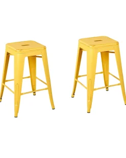 Tuolit<Beliani Baarijakkara Teras Keltainen/Kulta 60 Cm 2 Kpl Cabrillo