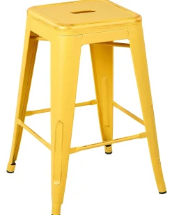 Tuolit<Beliani Baarijakkara Teras Keltainen/Kulta 60 Cm 2 Kpl Cabrillo