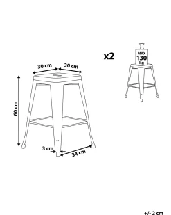 Tuolit<Beliani Baarijakkara Teras Musta 60 Cm 2 Kpl Cabrillo