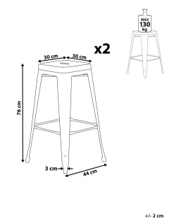 Tuolit<Beliani Baarijakkara Teras Punainen/Kulta 76 Cm 2 Kpl Cabrillo
