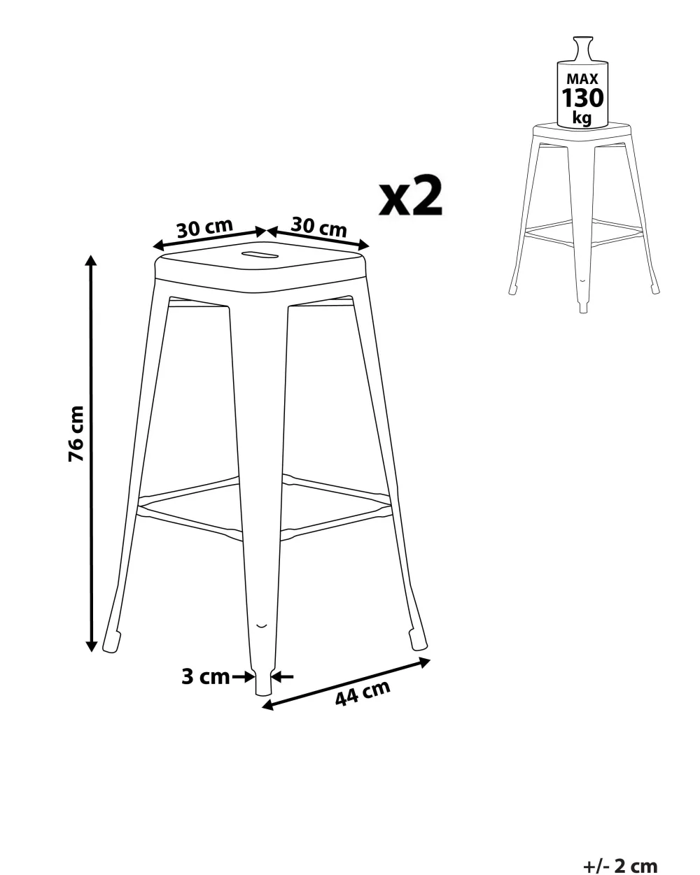 Tuolit<Beliani Baarijakkara Teras Punainen/Kulta 76 Cm 2 Kpl Cabrillo