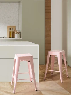 Tuolit<Beliani Baarijakkara Teras Vaaleanpunainen 60 Cm 2 Kpl Cabrillo