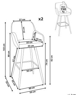 Best Beliani Baarituoli Kangas Merensininen 2 Kpl Darien
