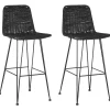 Tuolit<Beliani Baarituoli Rottinki Musta 2 Kpl Cassita
