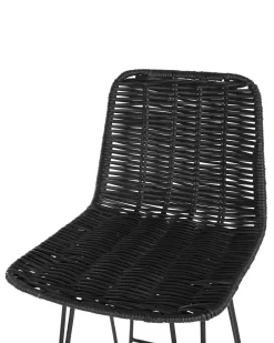 Tuolit<Beliani Baarituoli Rottinki Musta 2 Kpl Cassita