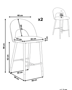 Discount Beliani Baarituoli Sametti Musta 2 Kpl Falton