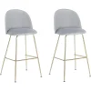 Tuolit<Beliani Baarituoli Sametti Vaaleanharmaa 2 Kpl Arcola