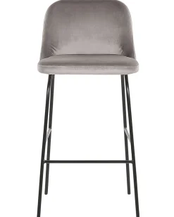 Store Beliani Baarituoli Sametti Vaaleanharmaa 2 Kpl Nekoma