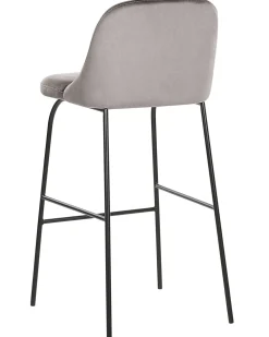 Store Beliani Baarituoli Sametti Vaaleanharmaa 2 Kpl Nekoma