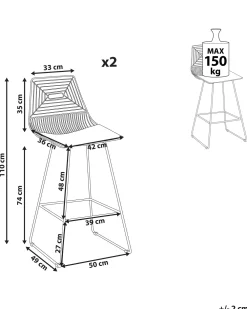 New Beliani Baarituoli Teras Kulta 2 Kpl Bisbee