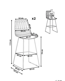 Cheap Beliani Baarituoli Teras Musta 2 Kpl Preston