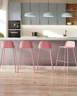 Tuolit<Beliani Baarituoli Vaaleanpunainen 4 Kpl Mora