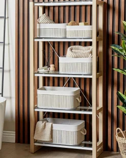 Säilytys<Beliani Bambukori Harmaa 5 Kpl Talpe