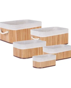 Sale Beliani Bambukori Vaalea Puu 5 Kpl Talpe