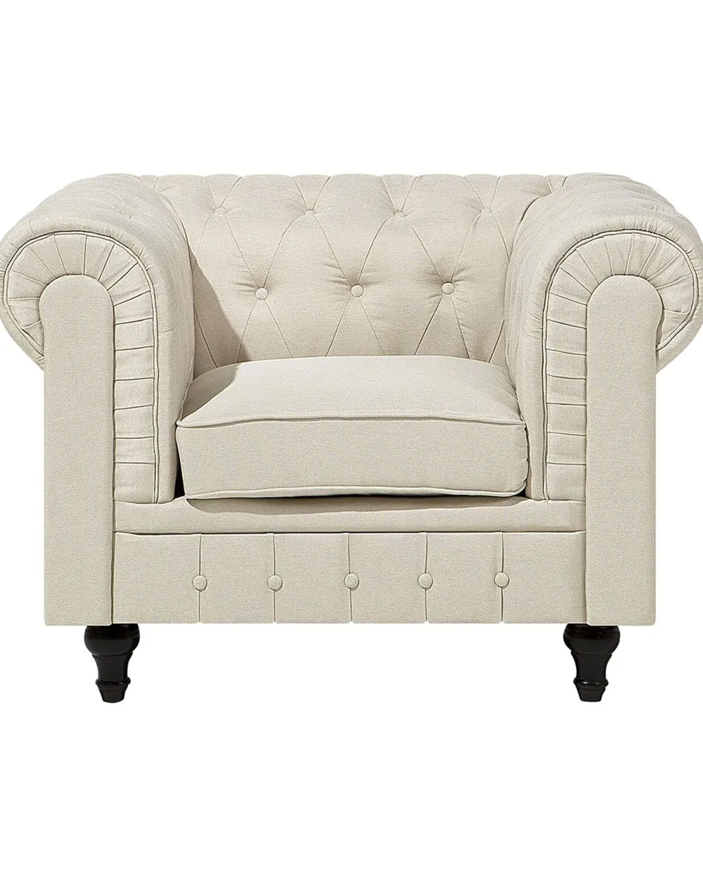 Nojatuolit<Beliani Beige Kangasverhoiltu Nojatuoli Chesterfield