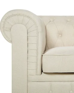 Nojatuolit<Beliani Beige Kangasverhoiltu Nojatuoli Chesterfield