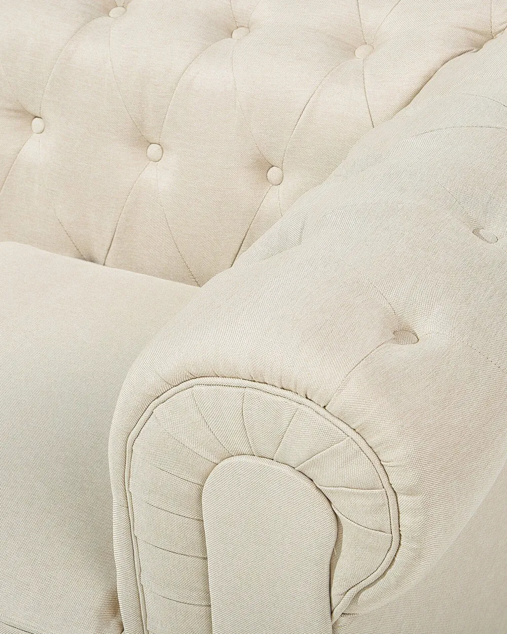 Nojatuolit<Beliani Beige Kangasverhoiltu Nojatuoli Chesterfield