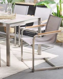 Ulkokalusteet<Beliani Beige Puutarhatuoli Setti 4 Kpl Cosoleto