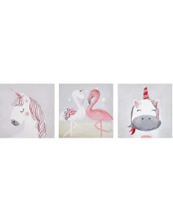 Fashion Beliani Canvas-Taulu Monivarinen 30 X 30 Cm 3 Kpl Timia