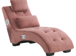 Sohvat<Beliani Divaani Bluetooth-Kaiuttimella Ja Usb-Portilla Sametti Vaaleanpunainen Simorre