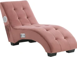 Sohvat<Beliani Divaani Bluetooth-Kaiuttimella Ja Usb-Portilla Sametti Vaaleanpunainen Simorre