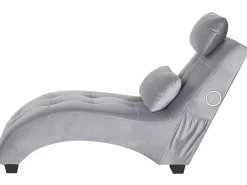 Discount Beliani Divaani Bluetooth-Kaiuttimella Ja Usb-Portilla Sametti Harmaa Simorre