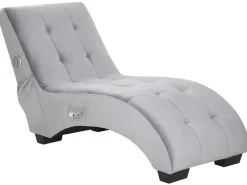 Discount Beliani Divaani Bluetooth-Kaiuttimella Ja Usb-Portilla Sametti Harmaa Simorre