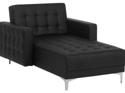 Shop Beliani Divaani Keinonahka Musta Aberdeen