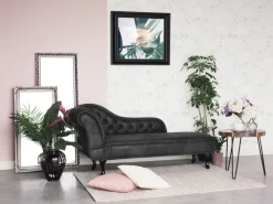 Clearance Beliani Divaani Keinonahka Vasenk. Tummanharmaa Nimes