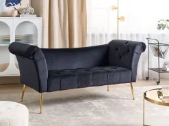 Store Beliani Divaani Sametti Musta Nantilly