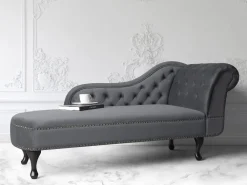 Discount Beliani Divaani Sametti Oikeak. Harmaa Nimes