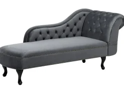 Discount Beliani Divaani Sametti Oikeak. Harmaa Nimes