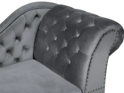 Discount Beliani Divaani Sametti Oikeak. Harmaa Nimes