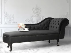 Sohvat<Beliani Divaani Sametti Oikeak. Musta Nimes