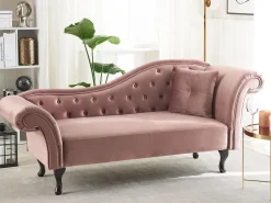 Sohvat<Beliani Divaani Sametti Oikeak. Vaaleanpunainen Lattes