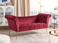 Discount Beliani Divaani Sametti Tummanpunainen Nantilly