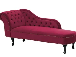 Fashion Beliani Divaani Sametti Vasenk. Tummanpunainen Nimes