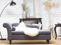 Sohvat<Beliani Divaani Sametti Vasenk. Tummanharmaa Luiro