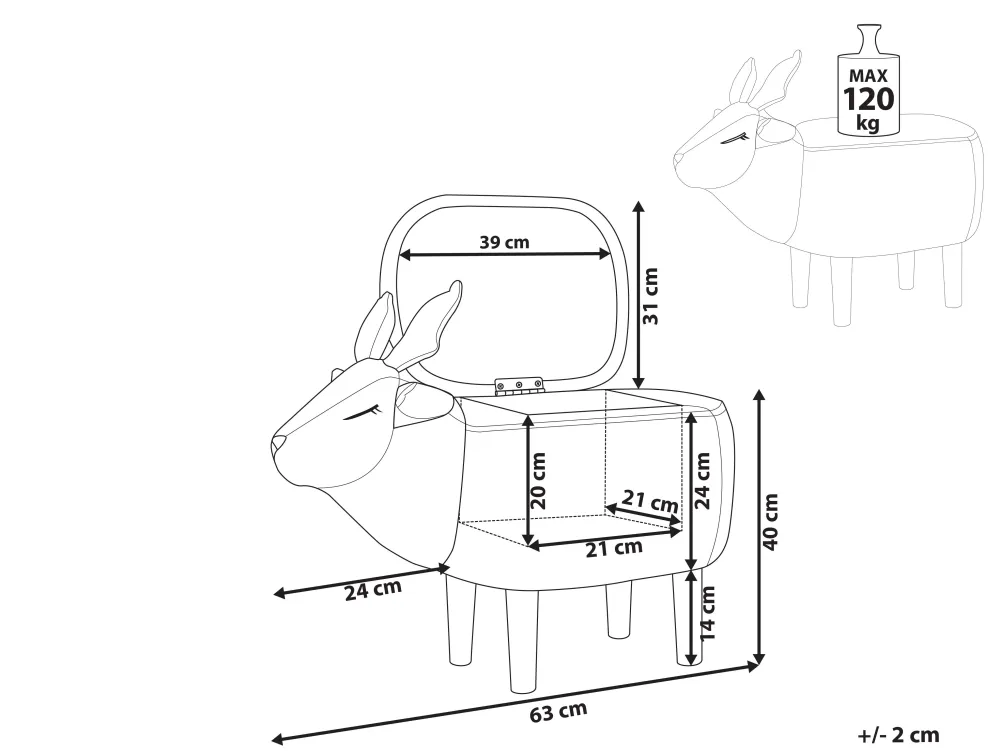 Lastenhuone<Beliani Elainjakkara Kangas Säilytystila Vaaleansininen 63 X 31 Cm Reindeer