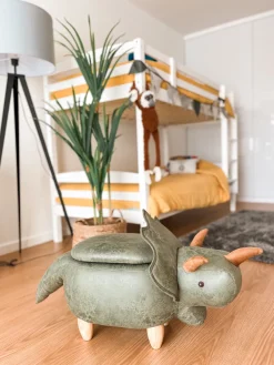 Sale Beliani Elainjakkara Kangas Säilytystila Tummanvihrea 92 X 42 Cm Triceratops