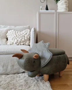 Sale Beliani Elainjakkara Kangas Säilytystila Tummanvihrea 92 X 42 Cm Triceratops