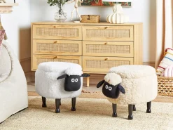 Lastenhuone<Beliani Elainjakkara Kangas Säilytystila Kermanvalkoinen 55 X 35 Cm Sheep