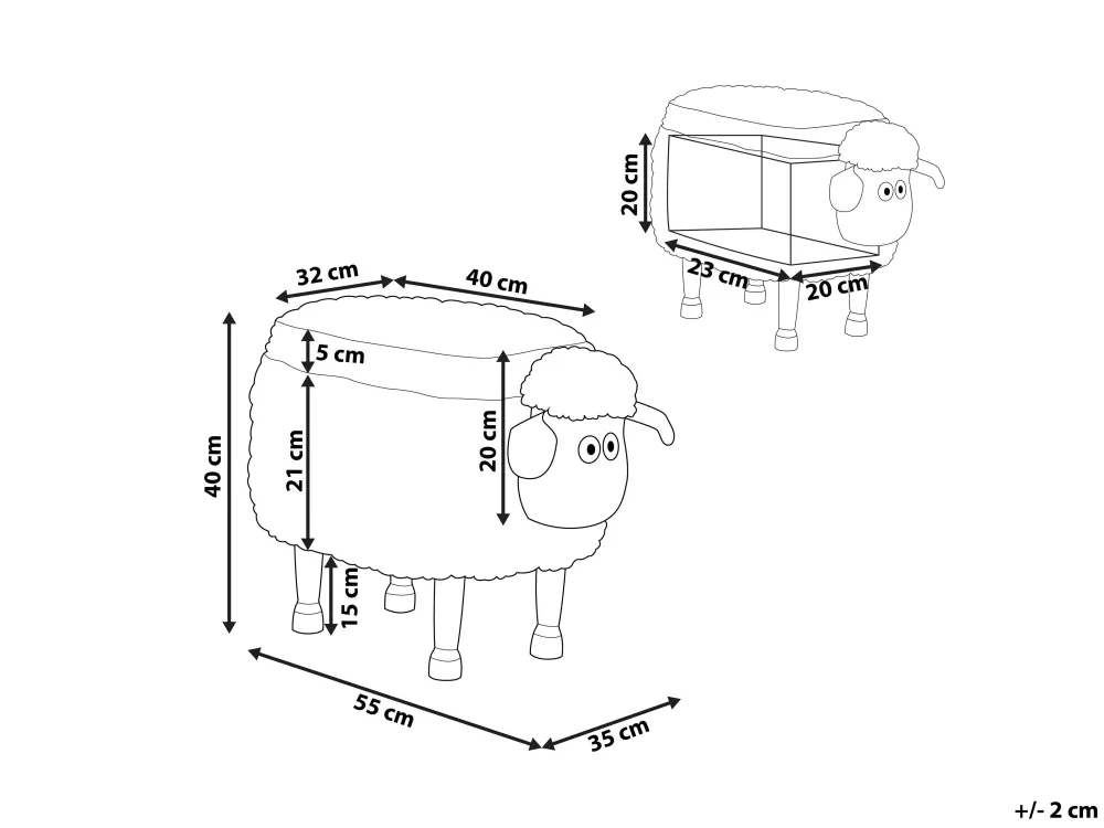 Lastenhuone<Beliani Elainjakkara Kangas Säilytystila Kermanvalkoinen 55 X 35 Cm Sheep