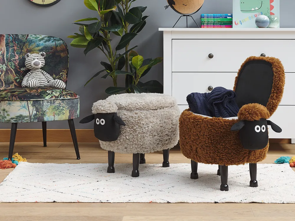 Lastenhuone<Beliani Elainjakkara Kangas Säilytystila Harmaa 55 X 35 Cm Sheep