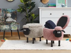 Best Beliani Elainjakkara Kangas Säilytystila Vaaleanpunainen 55 X 35 Cm Sheep