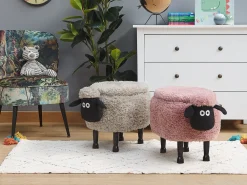 Best Beliani Elainjakkara Kangas Säilytystila Vaaleanpunainen 55 X 35 Cm Sheep