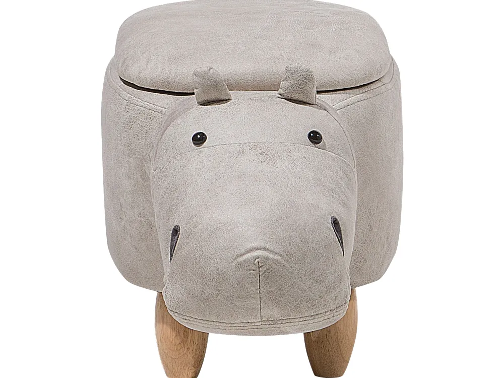 Säilytys<Beliani Elainjakkara Keinonahka Säilytystila Vaaleanharmaa 32 X 60 Cm Hippo