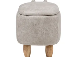 Säilytys<Beliani Elainjakkara Keinonahka Säilytystila Vaaleanharmaa 32 X 60 Cm Hippo