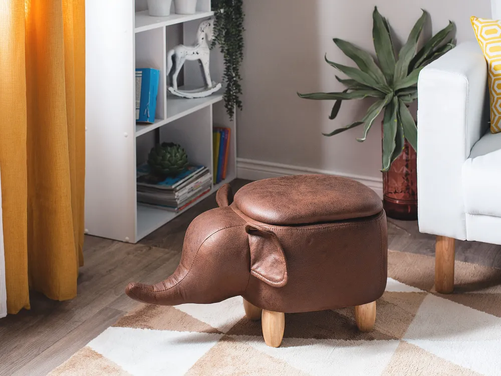 Lastenhuone<Beliani Elainjakkara Keinonahka Säilytystila Tummanruskea 70 X 32 Cm Elephant